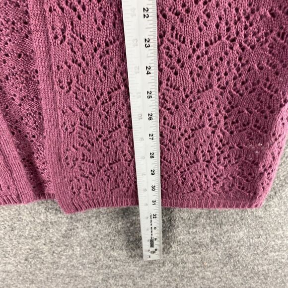 Croft & Barrow Cardigan Women M Medium Purple Geometric Knit Open Front Casual - Picture 8 of 9